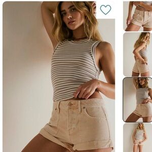 Free People We The Free Beginners Luck Low Rise Slouch Denim Shorts Pink 25